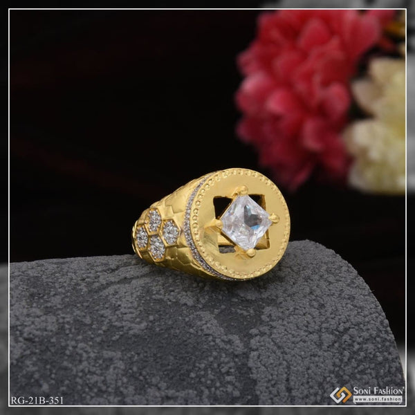 1 gram gold plated white stone with diamond antique design