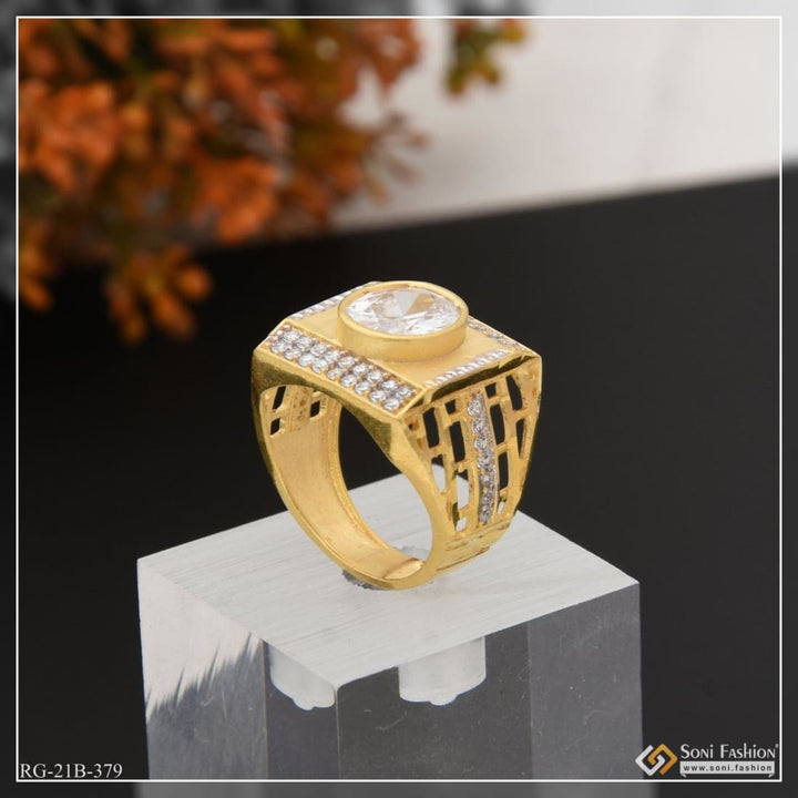 1 gram gold plated wihte with diamond glamorous design ring