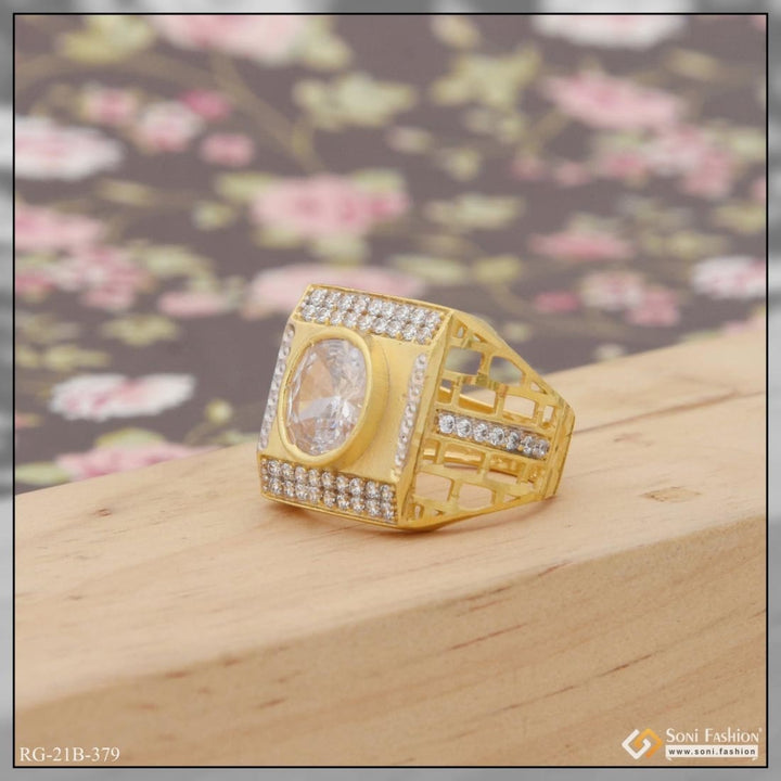 1 gram gold plated wihte with diamond glamorous design ring