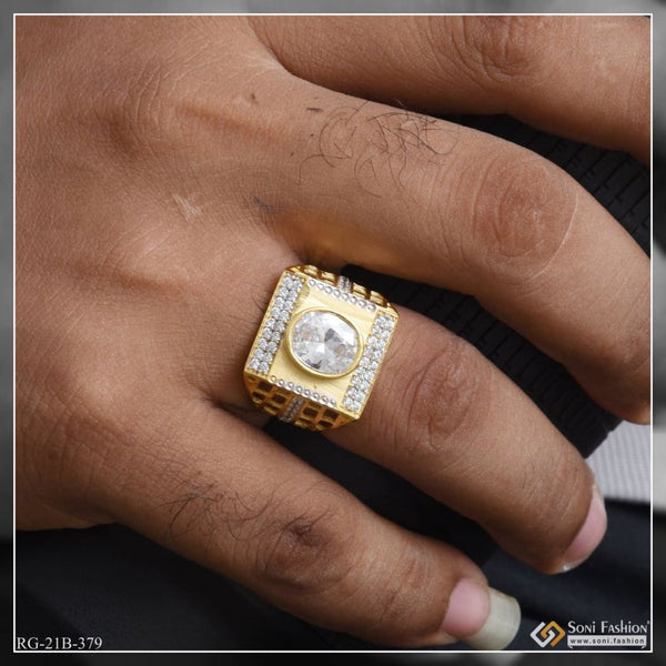 1 gram gold plated wihte with diamond glamorous design ring