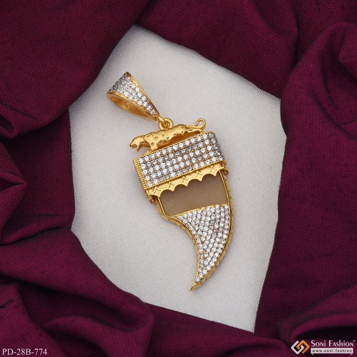 Gold plated pendant with diamonds on red cloth - 1 Gram Gold Plated with Diamond Extraordinary Design - Style B774