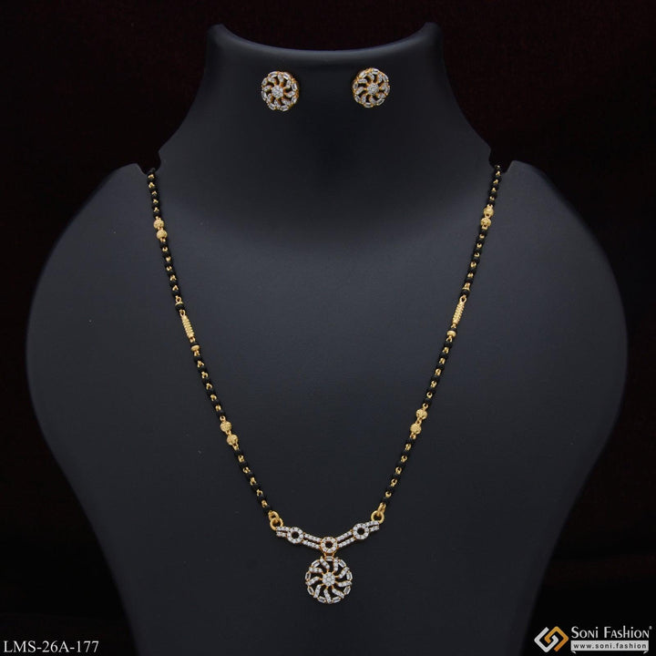 1 Gram Gold Plated With Diamond Funky Design Mangalsutra