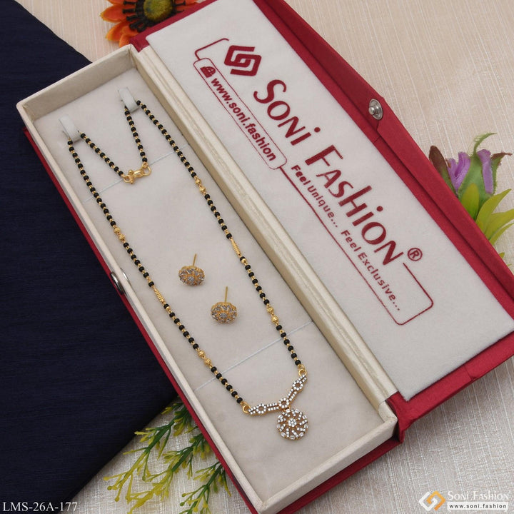 1 Gram Gold Plated With Diamond Funky Design Mangalsutra