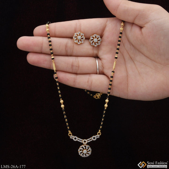 1 Gram Gold Plated With Diamond Funky Design Mangalsutra