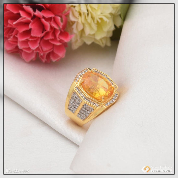 1 Gram Gold Plated Yellow Stone Cute Design Best Quality