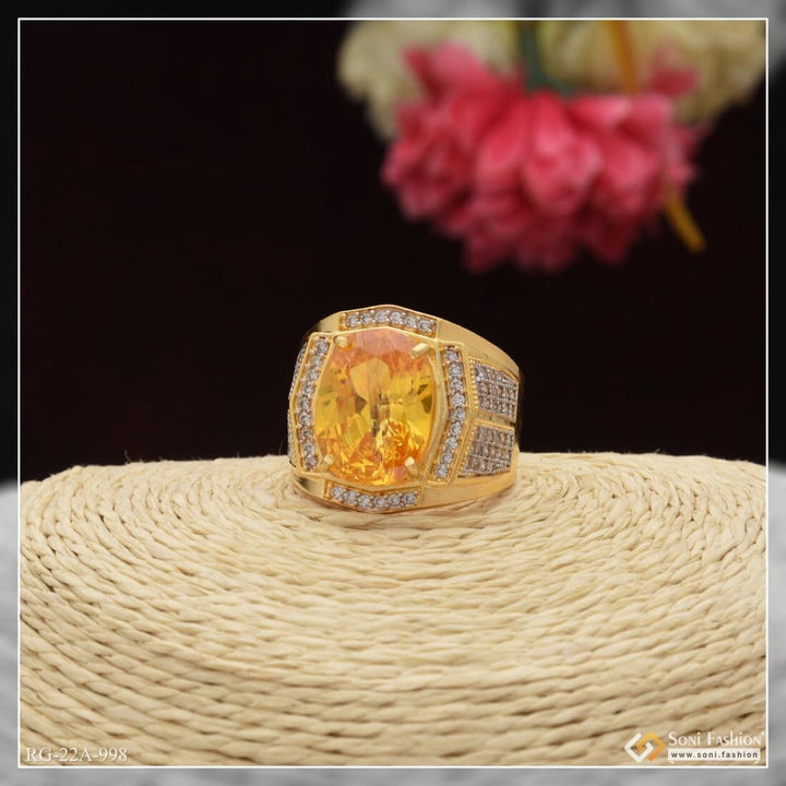 1 Gram Gold Plated Yellow Stone Cute Design Best Quality