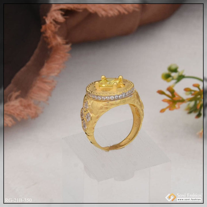 1 Gram Gold Plated Yellow Stone With Diamond Best Quality