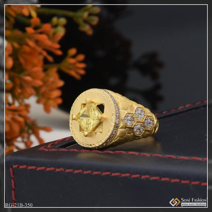 1 Gram Gold Plated Yellow Stone With Diamond Best Quality