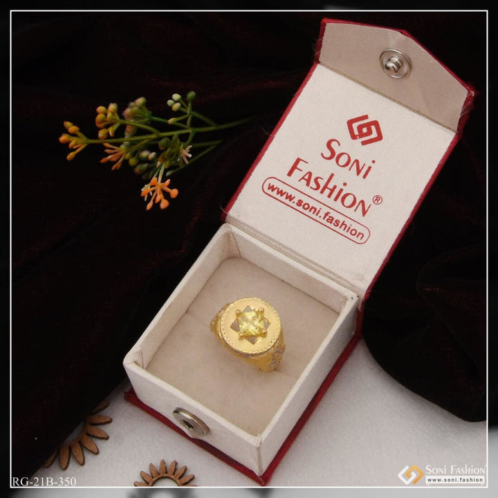 1 Gram Gold Plated Yellow Stone With Diamond Best Quality