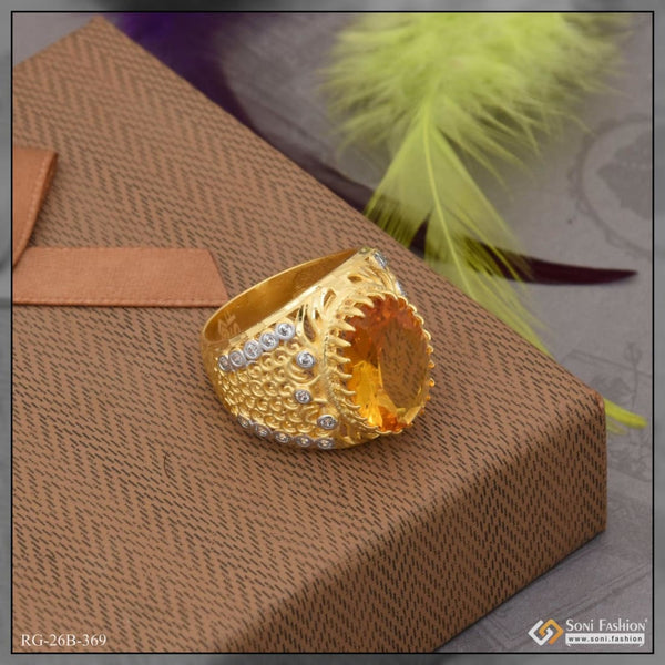 1 gram gold plated yellow stone with diamond best quality