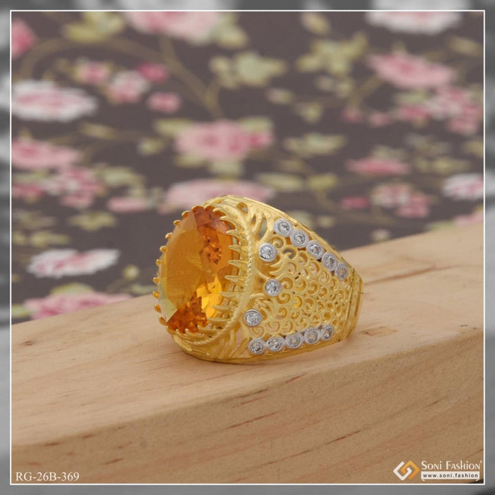 1 gram gold plated yellow stone with diamond best quality