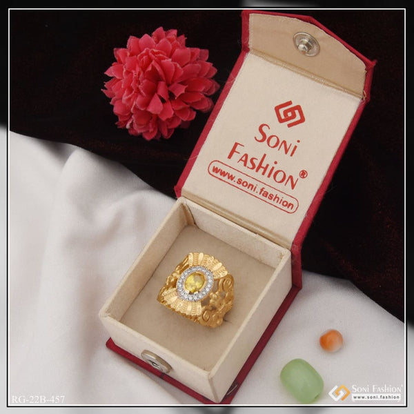 1 gram gold plated yellow stone with diamond best quality