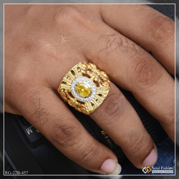 1 gram gold plated yellow stone with diamond best quality