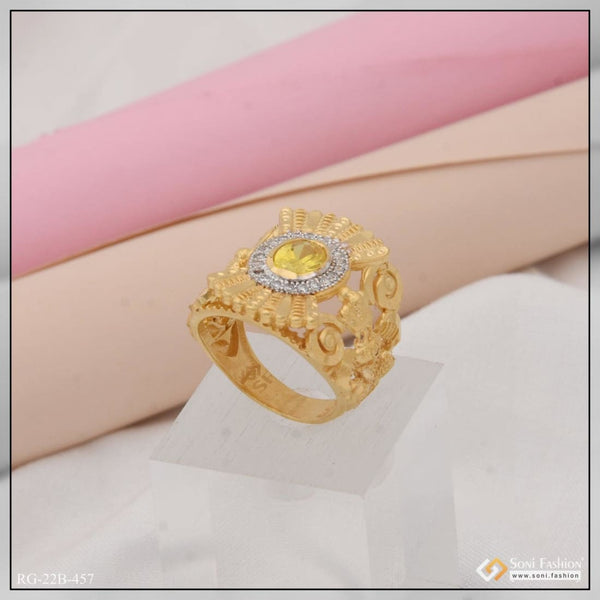 1 gram gold plated yellow stone with diamond best quality