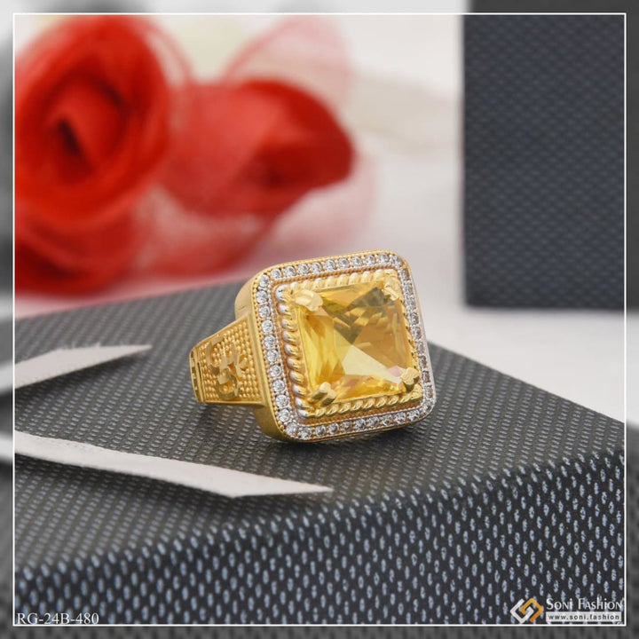 1 gram gold plated yellow stone with diamond best quality