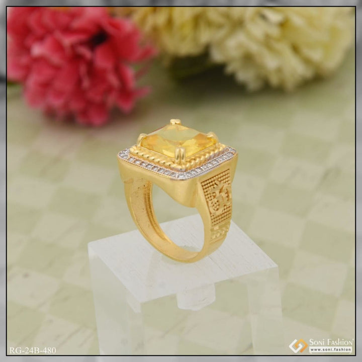 1 gram gold plated yellow stone with diamond best quality