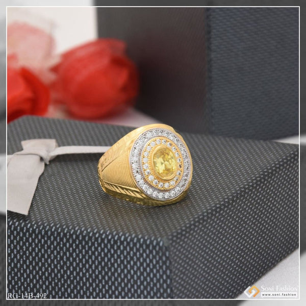 1 gram gold plated yellow stone with diamond best quality