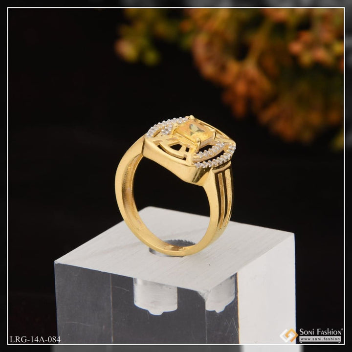 1 gram gold plated yellow stone with diamond designer ring