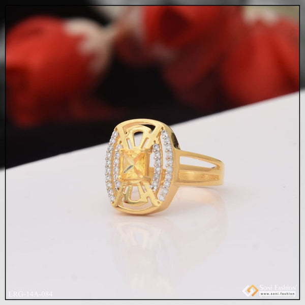 1 gram gold plated yellow stone with diamond designer ring