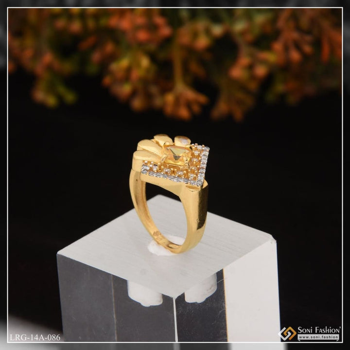 1 gram gold plated yellow stone with diamond designer ring