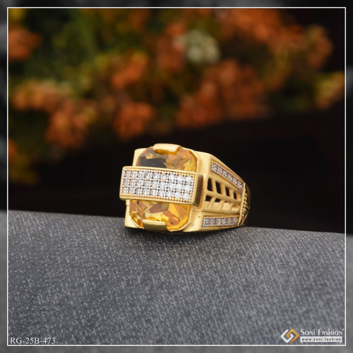 1 gram gold plated yellow stone with diamond funky design