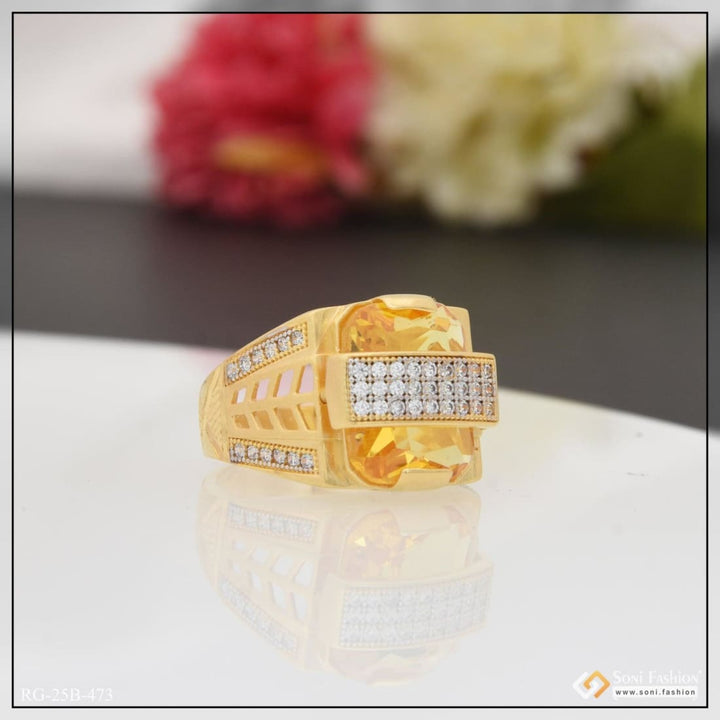 1 gram gold plated yellow stone with diamond funky design