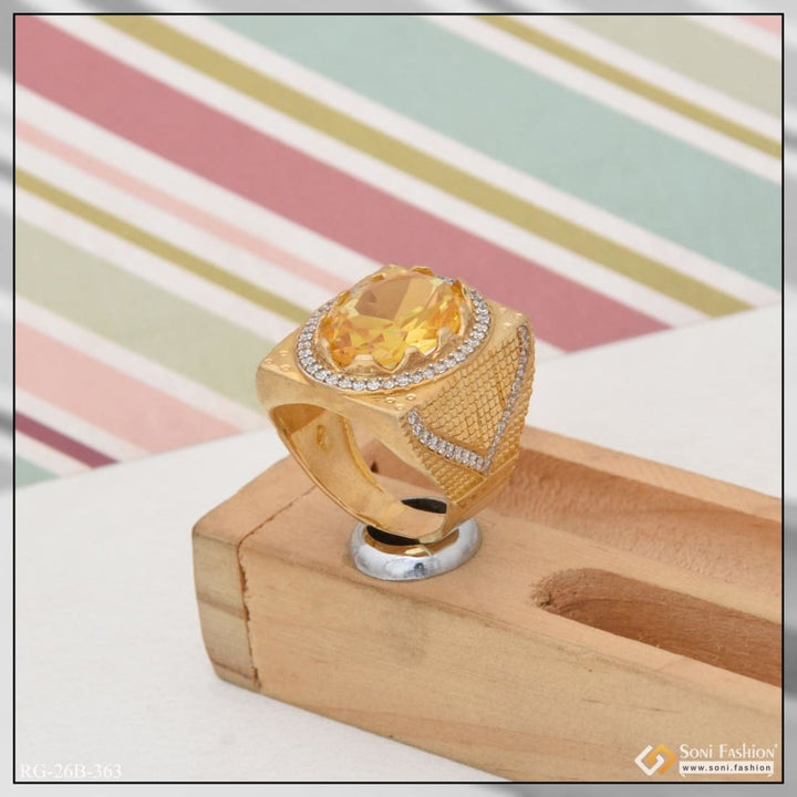 1 gram gold plated yellow stone with diamond hand-crafted