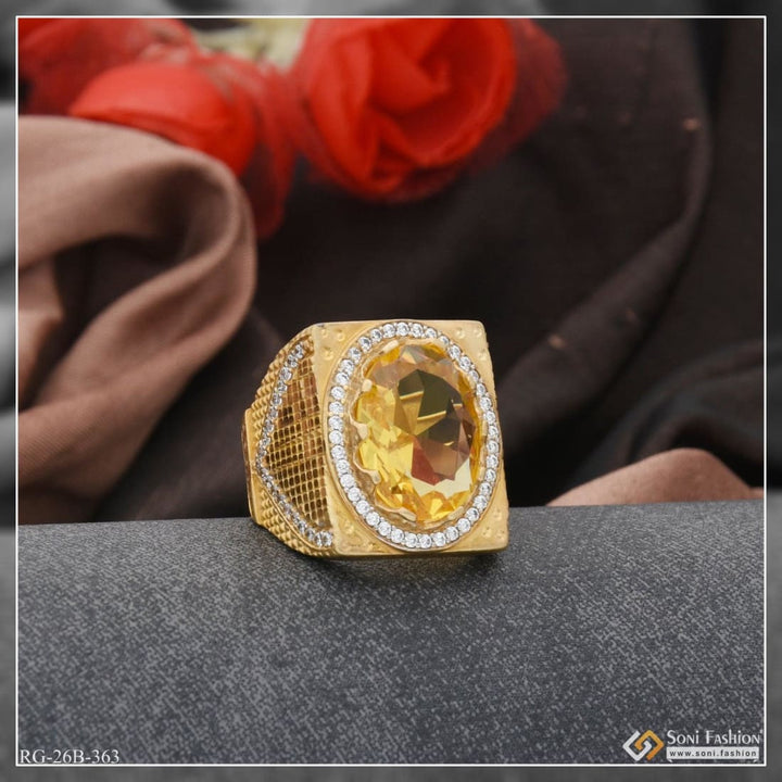 1 gram gold plated yellow stone with diamond hand-crafted