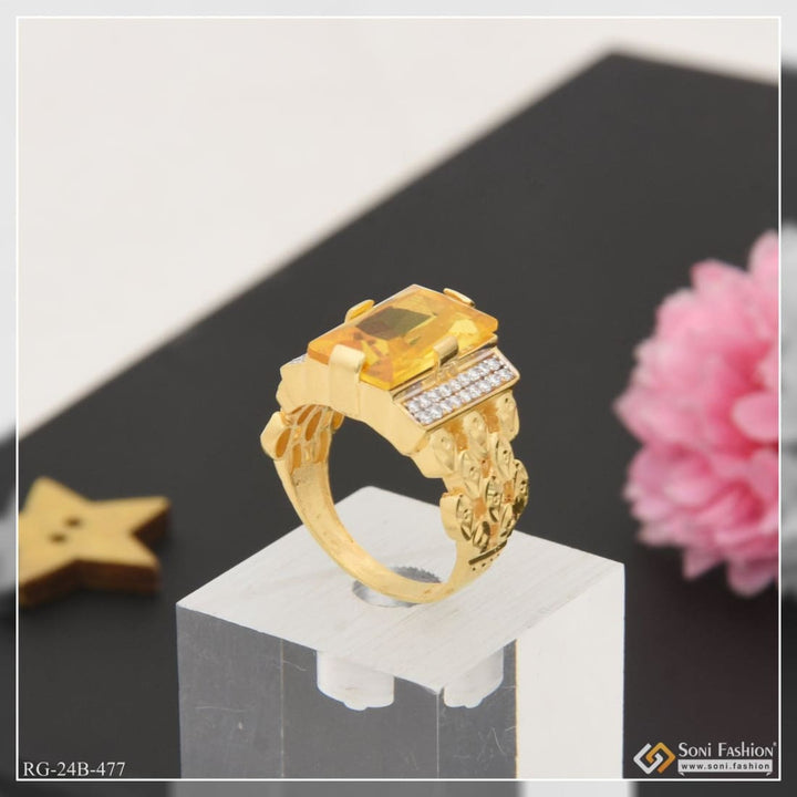 1 gram gold plated yellow stone etched design high-quality