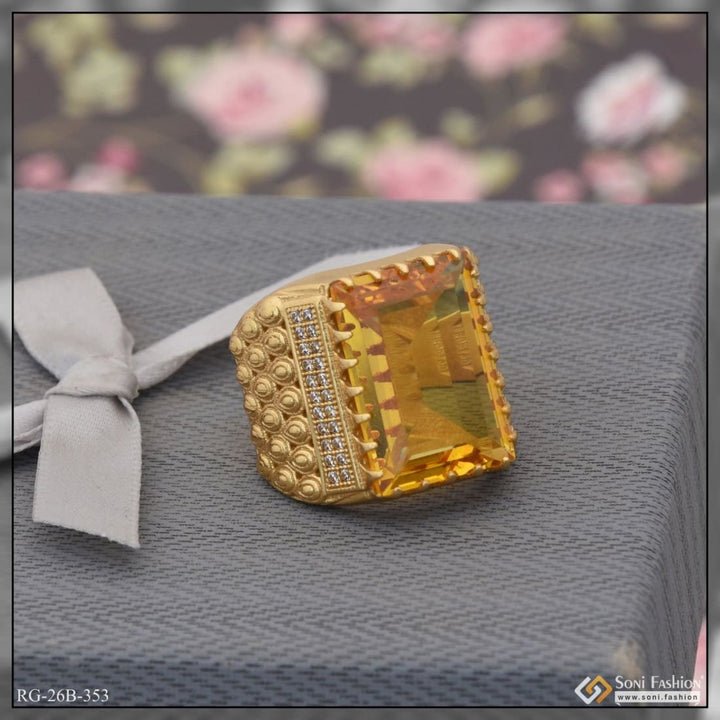 1 gram gold plated yelow stone with diamond funky design