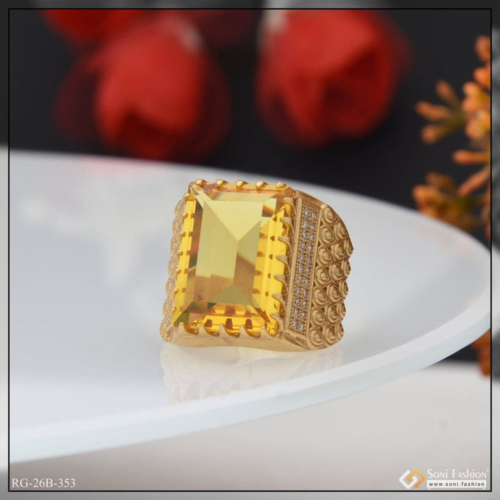 1 gram gold plated yelow stone with diamond funky design