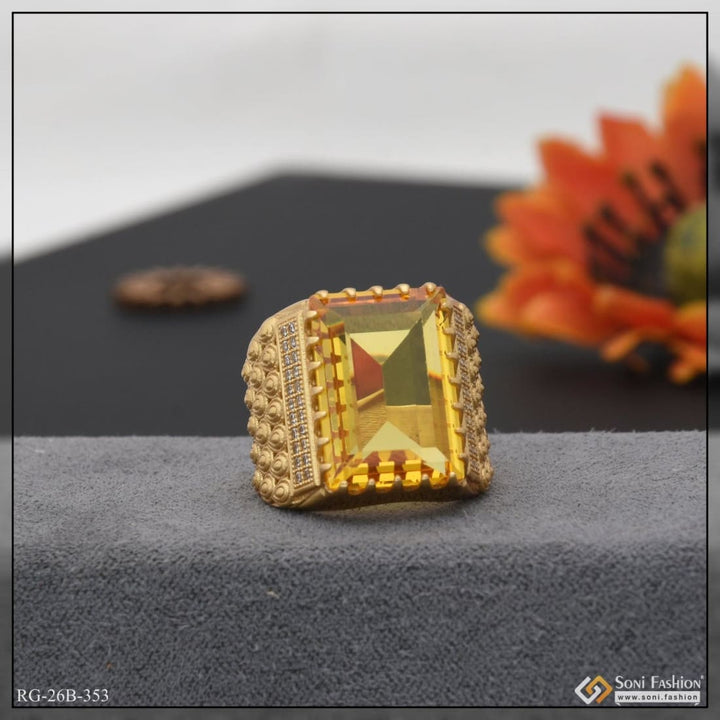 1 gram gold plated yelow stone with diamond funky design