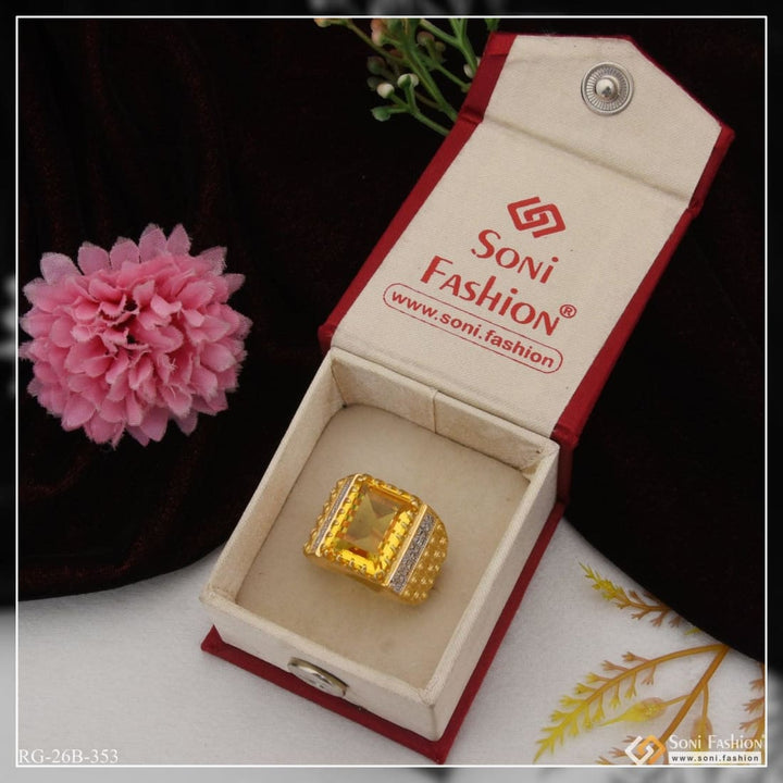 1 gram gold plated yelow stone with diamond funky design