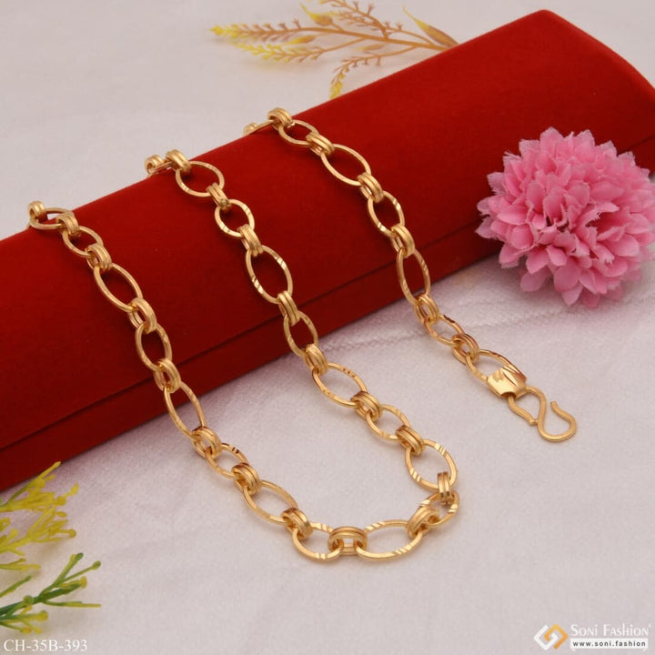 Gold plated chain bracelet from 1 Gram Gold - Ring Into Ring Attention-getting Design Gold Plated Chain - Style B393.