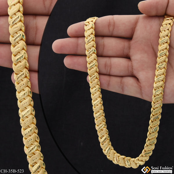 1 Gram Gold Plated Artisanal Design Hollow Chain for Men - Style B523