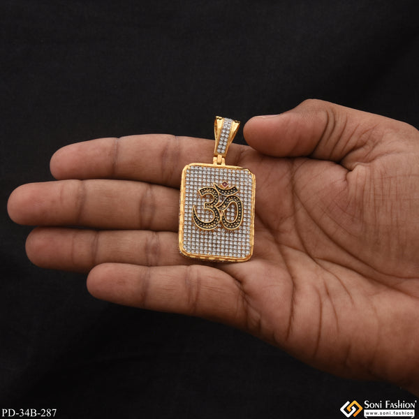 1 Gram Gold Forming Om with Diamond Finely Detailed Design Pendant - Style B287