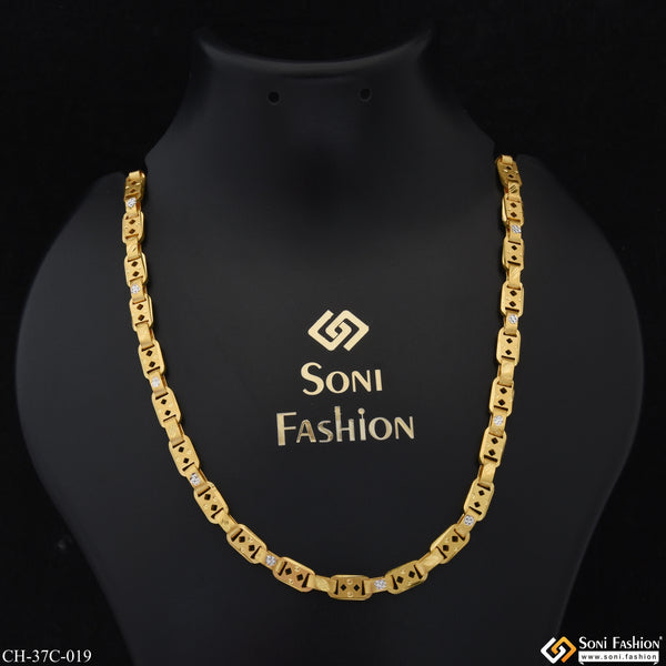 1 Gram Gold Forming Square Etched Design High-Quality Chain for Men - Style C019