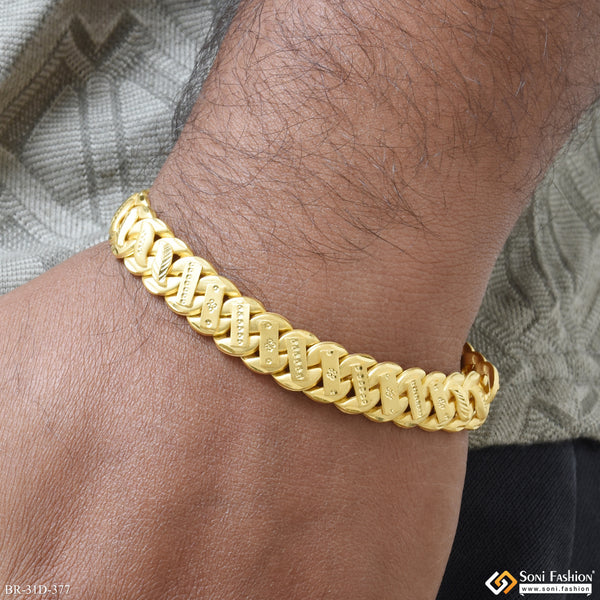 1 Gram Gold Plated 2 In 1 Best Quality Pokal Bracelet for Men - Style D377