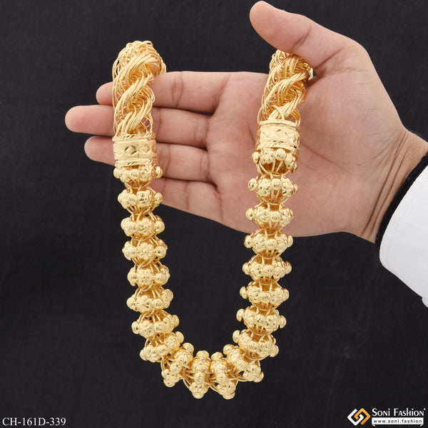 1 Gram Gold Plated 2 In 1 Rajwadi Fashionable Design Chain for Men - Style D339