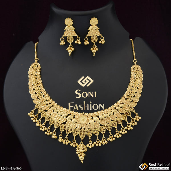 1 Gram Gold Plated Classic Design Necklace Set for Women - Style A866