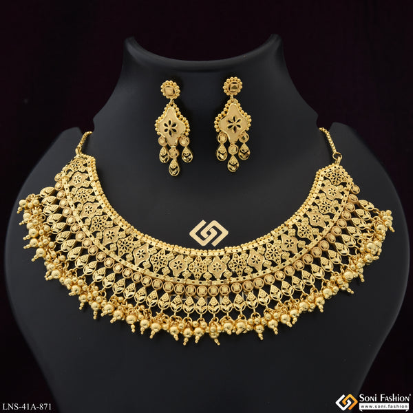 1 Gram Gold Plated Decorative Design Necklace Set for Women - Style A871