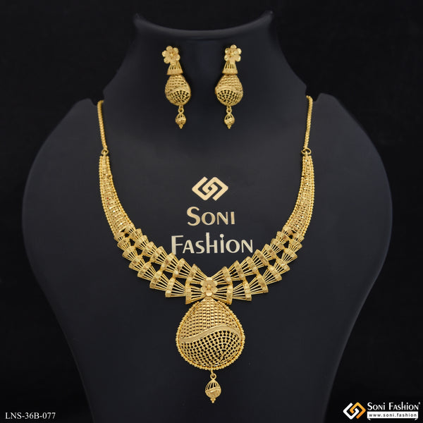 1 Gram Gold Plated Designer Necklace Set for Women - Style B077