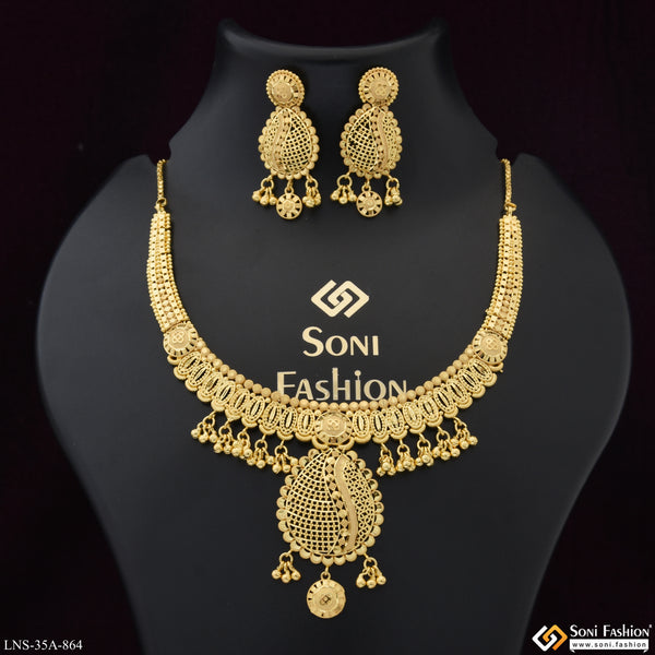 1 Gram Gold Plated Exclusive Design Necklace Set for Women - Style A864