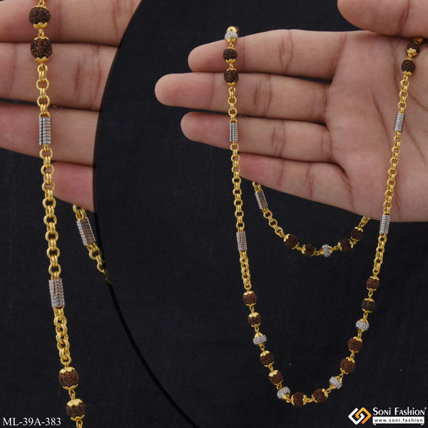 1 Gram Gold Plated Extraordinary Design Rudraksha Mala for Men - Style A383