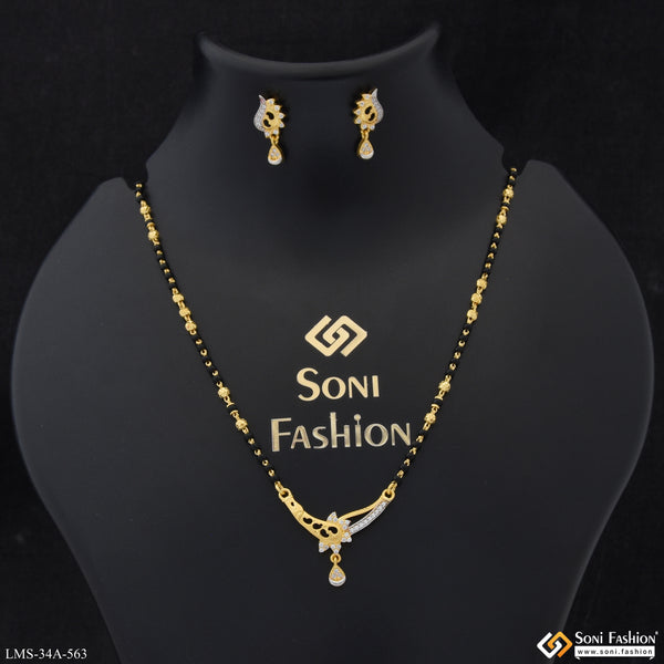 1 Gram Gold Plated Fancy Design Mangalsutra Set for Women - Style A563