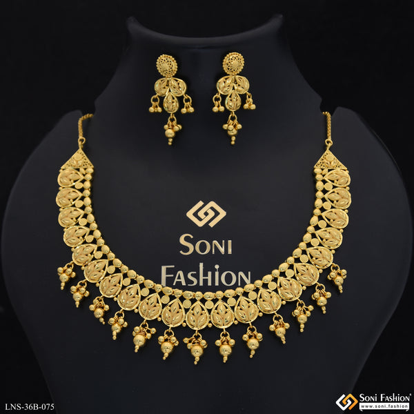 1 Gram Gold Plated Fancy Design Necklace Set for Women - Style B075