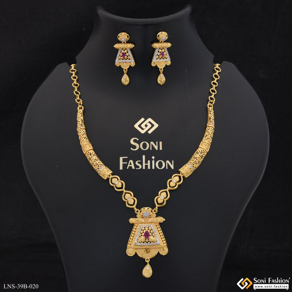 1 Gram Gold Plated Fashionable Necklace Set for Women - Style B020