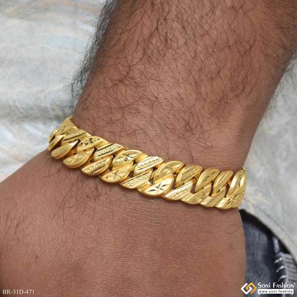 1 Gram Gold Plated Gorgeous Design Pokal Bracelet for Men - Style D471