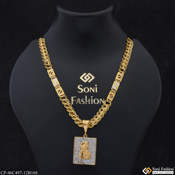 1 Gram Gold Plated Krishna Trending Design Chain Pendant Combo for Men (CP-C497-B168)