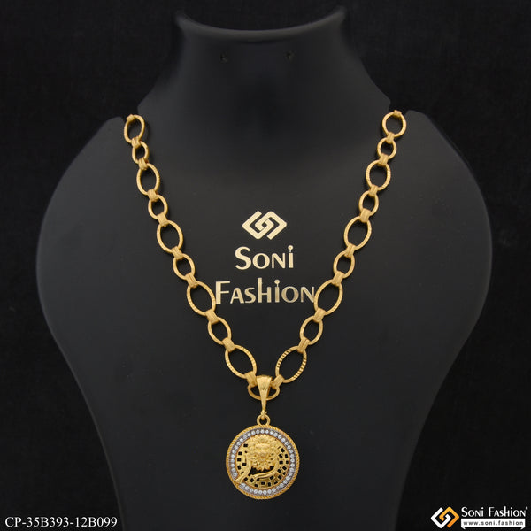 1 Gram Gold Plated Lion Fabulous Design Chain Pendant Combo for Men (CP-B393-B099)